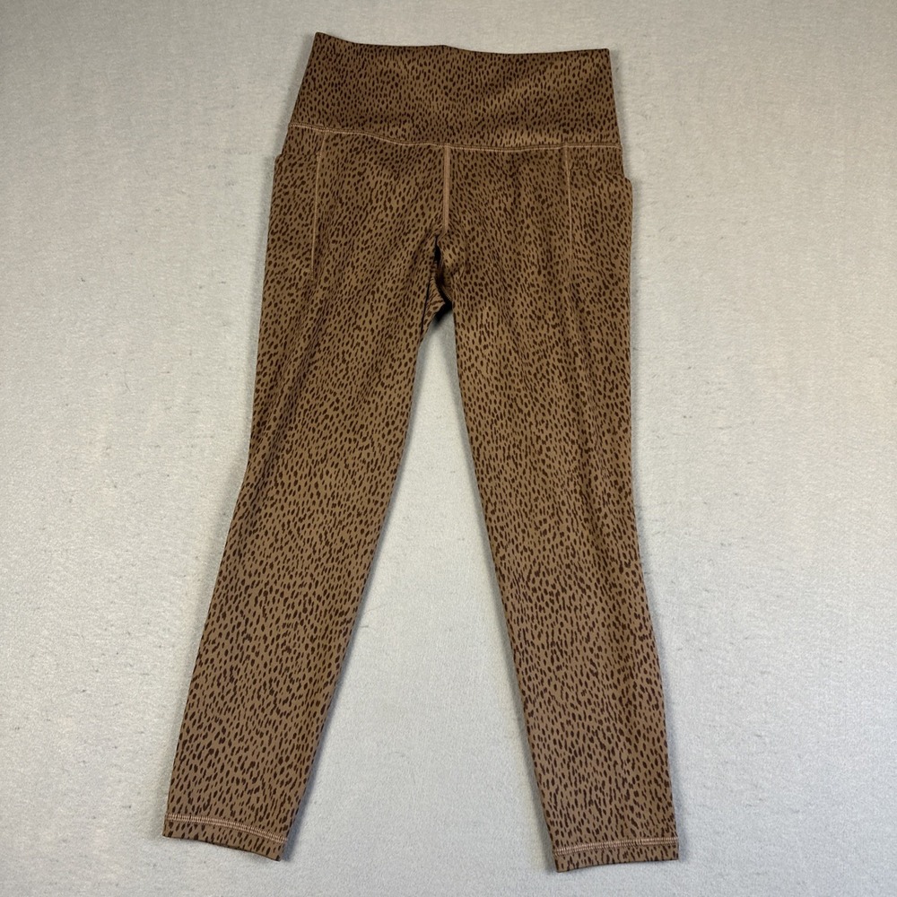 Athleta Salutation Stash Pocket Leggings Women XS Brown Leopard Animal Print 7/8